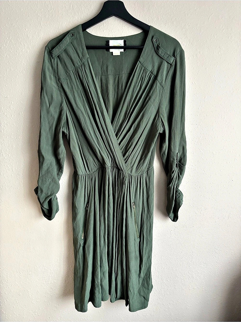 Anthropologie Maeve Lene Olive Green Casual Dress
